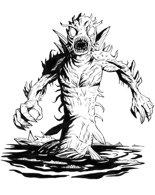 Illustration of Dagon from H.P. Lovecraft